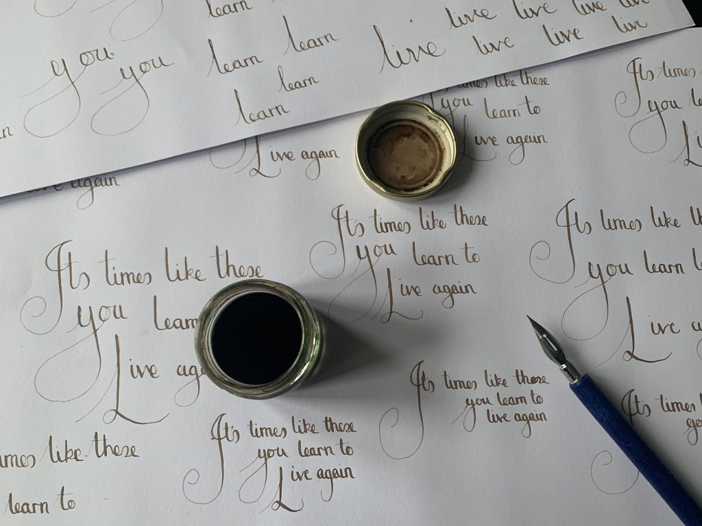 Gemma Truman practasing writing quote for Lala-min